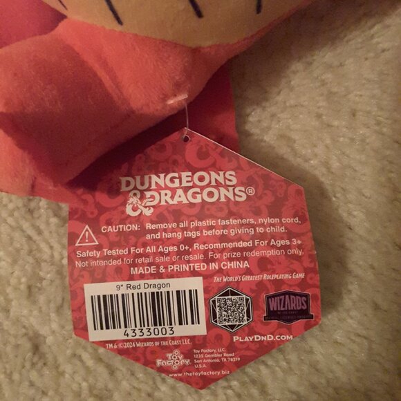 Dungeons and Dragons 9" Red Dragon Plush NWT - Picture 4 of 4